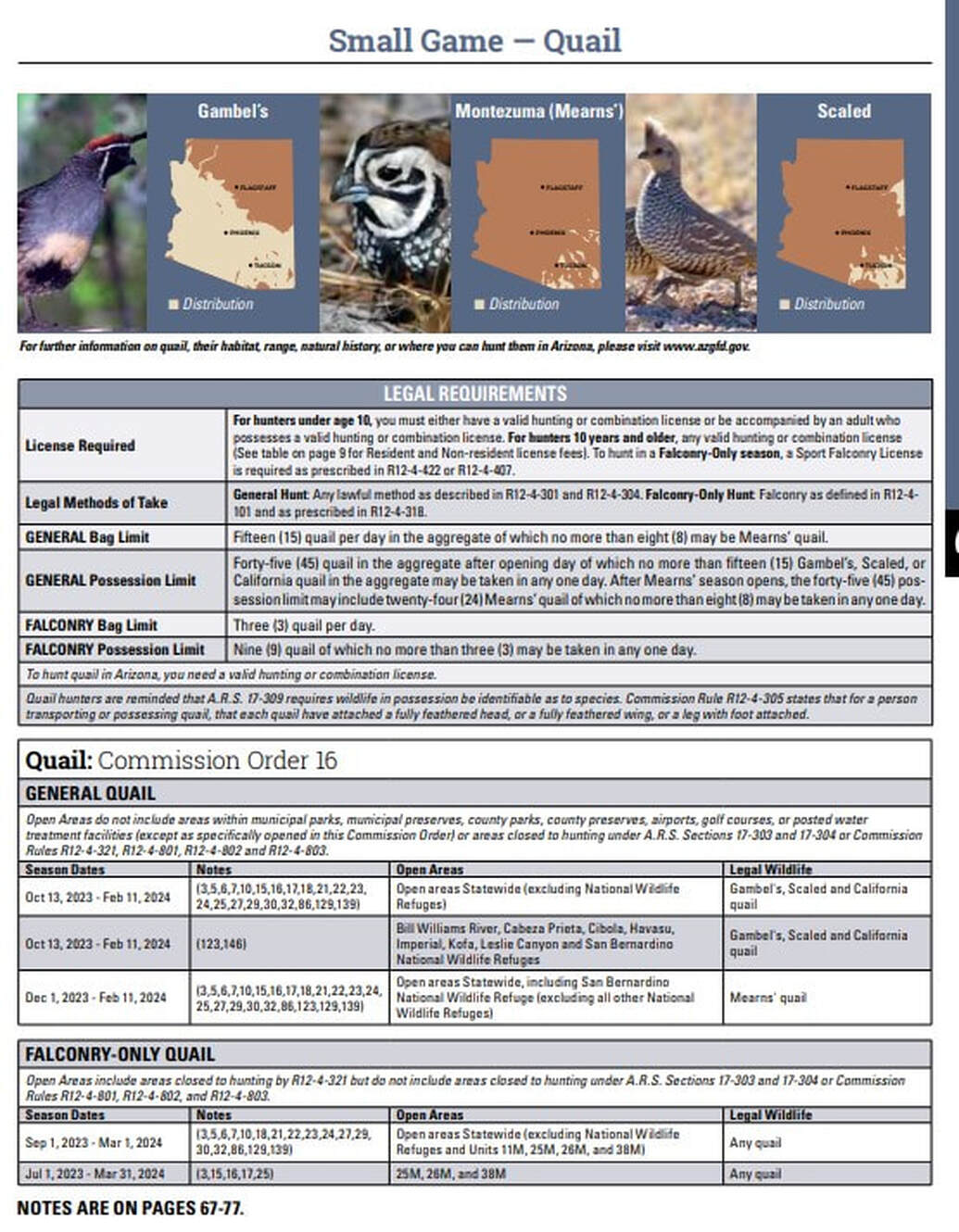 2023 2024 Arizona Quail Season Info